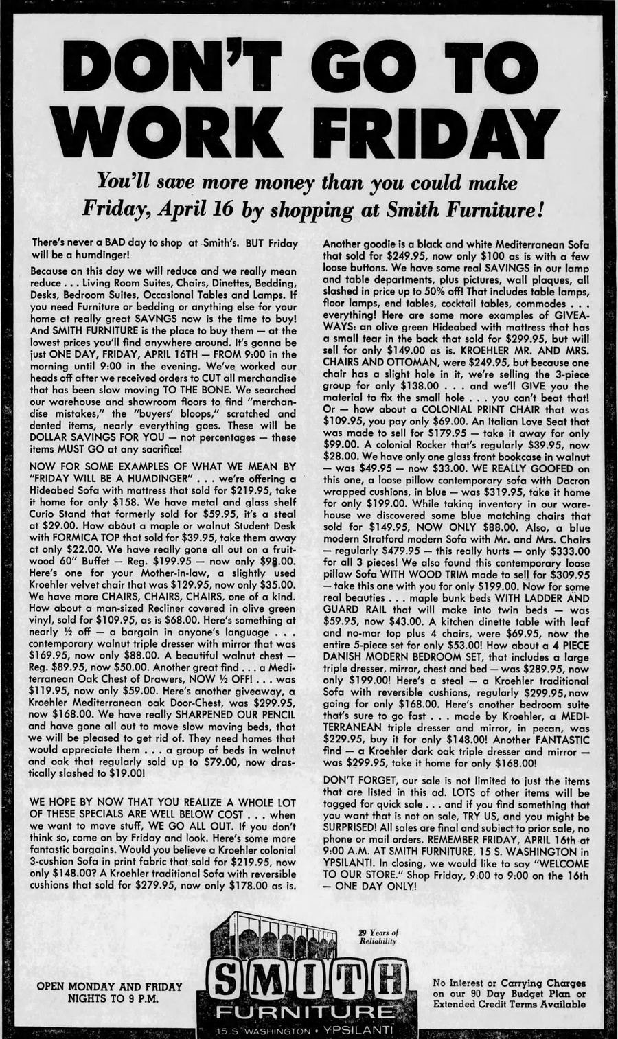 Smith Furniture - Apr 15 1971 Article (newer photo)